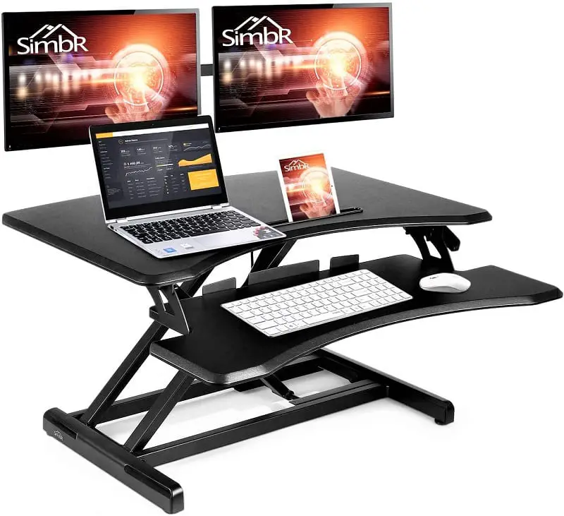 Simbr designed its desktop riser for use as a small setup.