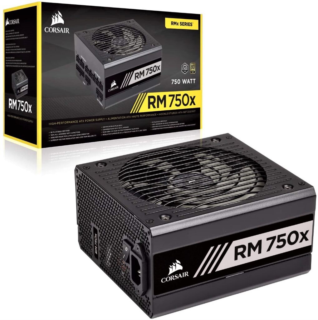 This fully modular Corsair RM 750x PSU provides excellent performance, dollar-for-dollar. It isn’t noisy and is equipped with a top-quality fan for cooling.  
