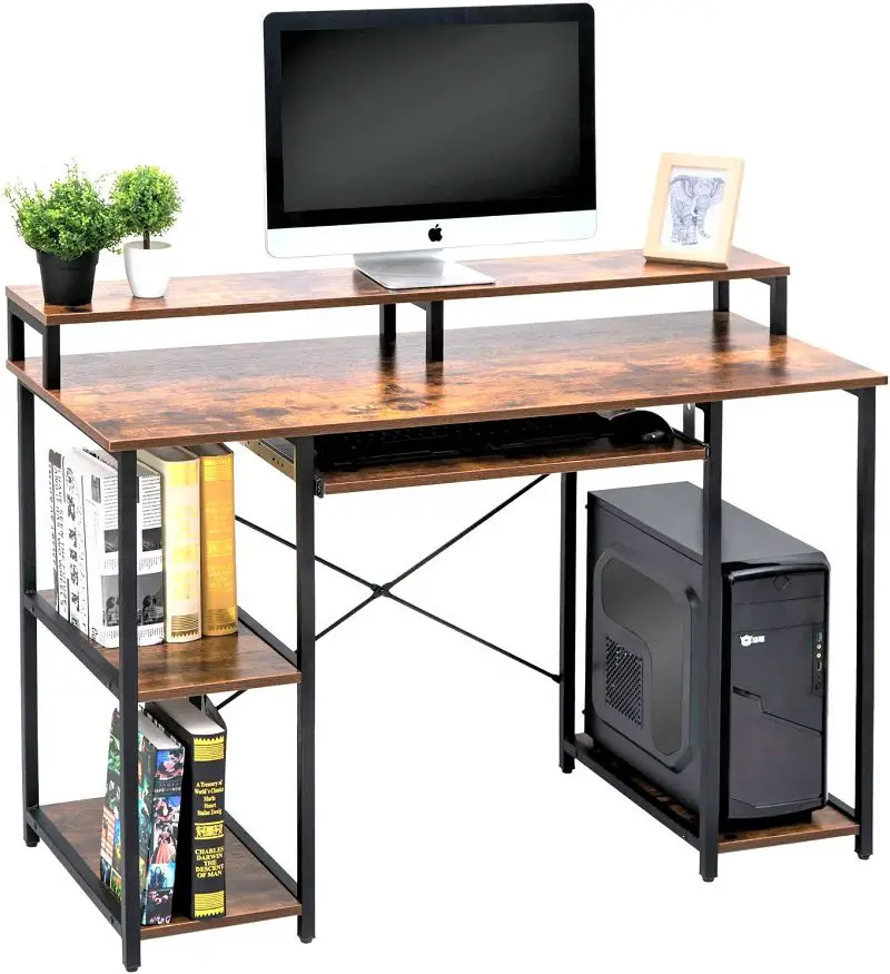 The Topsky Computer Desk takes first place on our list of best home office desk designs because of its thoughtful layout, its durability, and affordability.