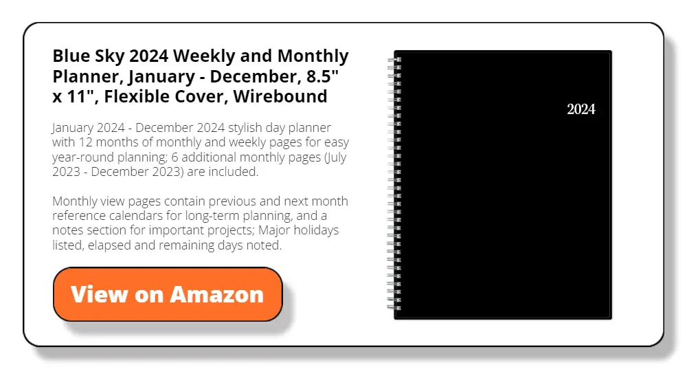 Blue Sky 2024 Weekly and Monthly Planner, January - December, 8.5" x 11", Flexible Cover, Wirebound, Enterprise