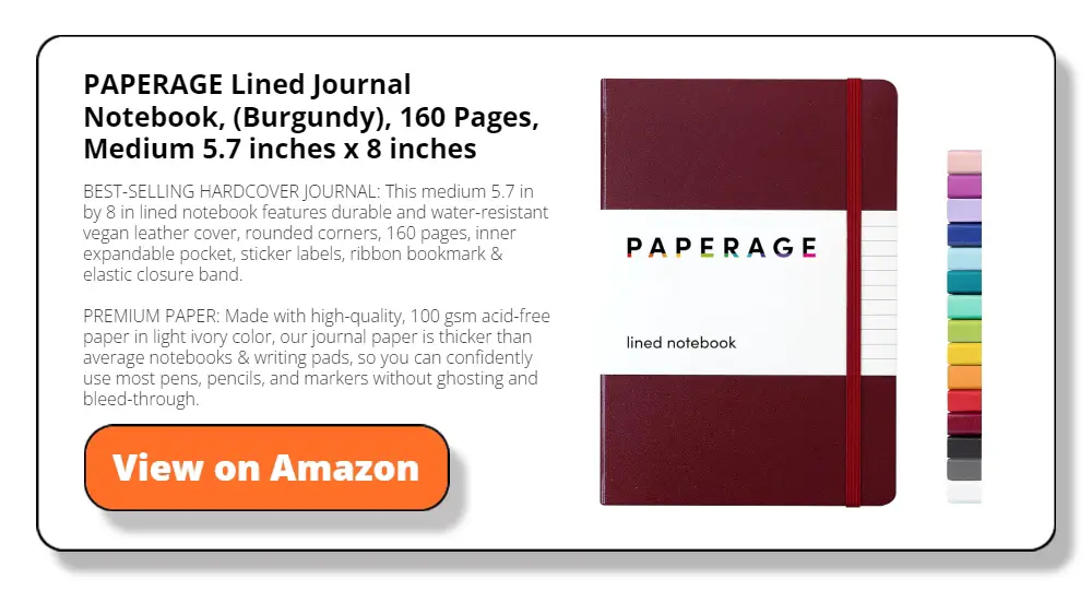 PAPERAGE Lined Journal Notebook, (Burgundy), 160 Pages, Medium 5.7 inches x 8 inches