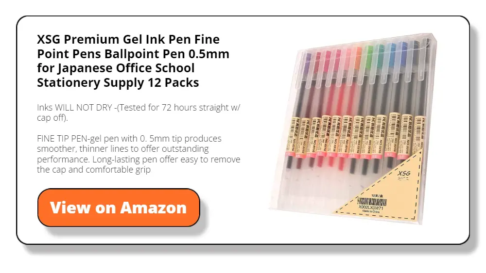 XSG Premium Gel Ink Pen Fine Point Pens Ballpoint Pen 0.5mm for Japanese Office School Stationery Supply 12 Packs