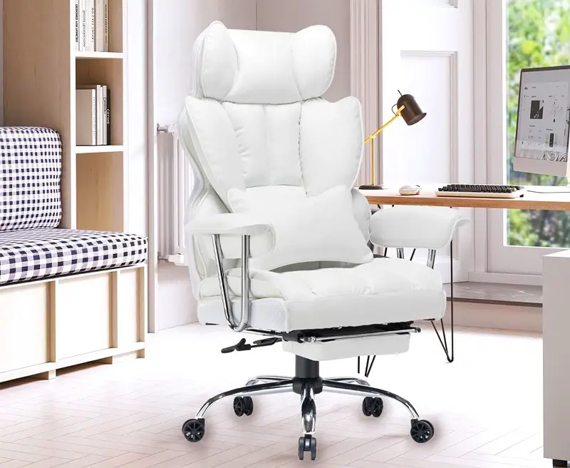 The Efomao Ergonomic Office Chair features a height adjustable mechanism, back angle, and tilt and swivel system, permitting you to swing the chair back and forth at any angle up to 135°.
