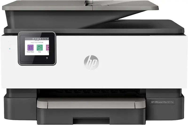 The HP Pro 9015e is designed for your ease of use. Its wireless capability means you will have no problems finding a spot for this printer in your home office.