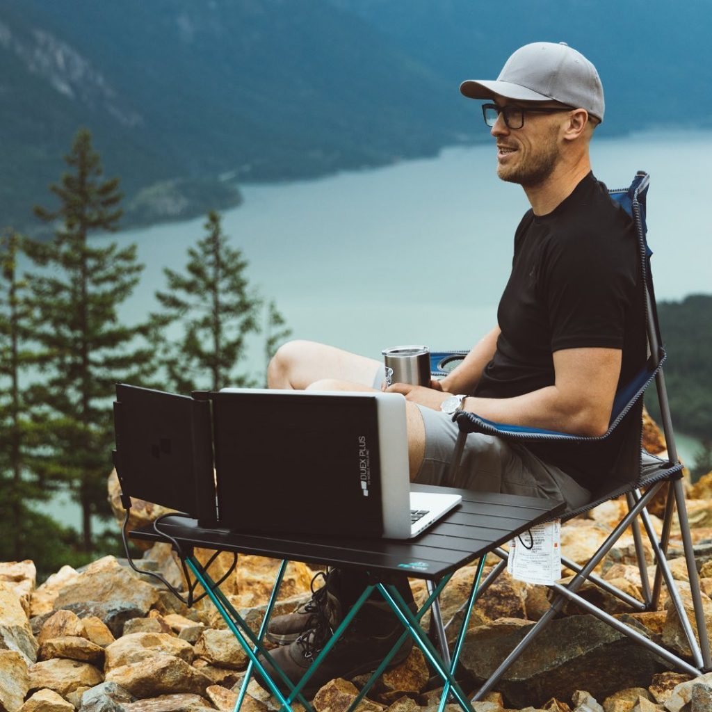 an outdoor office setup.